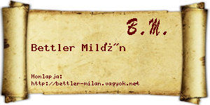 Bettler Milán névjegykártya